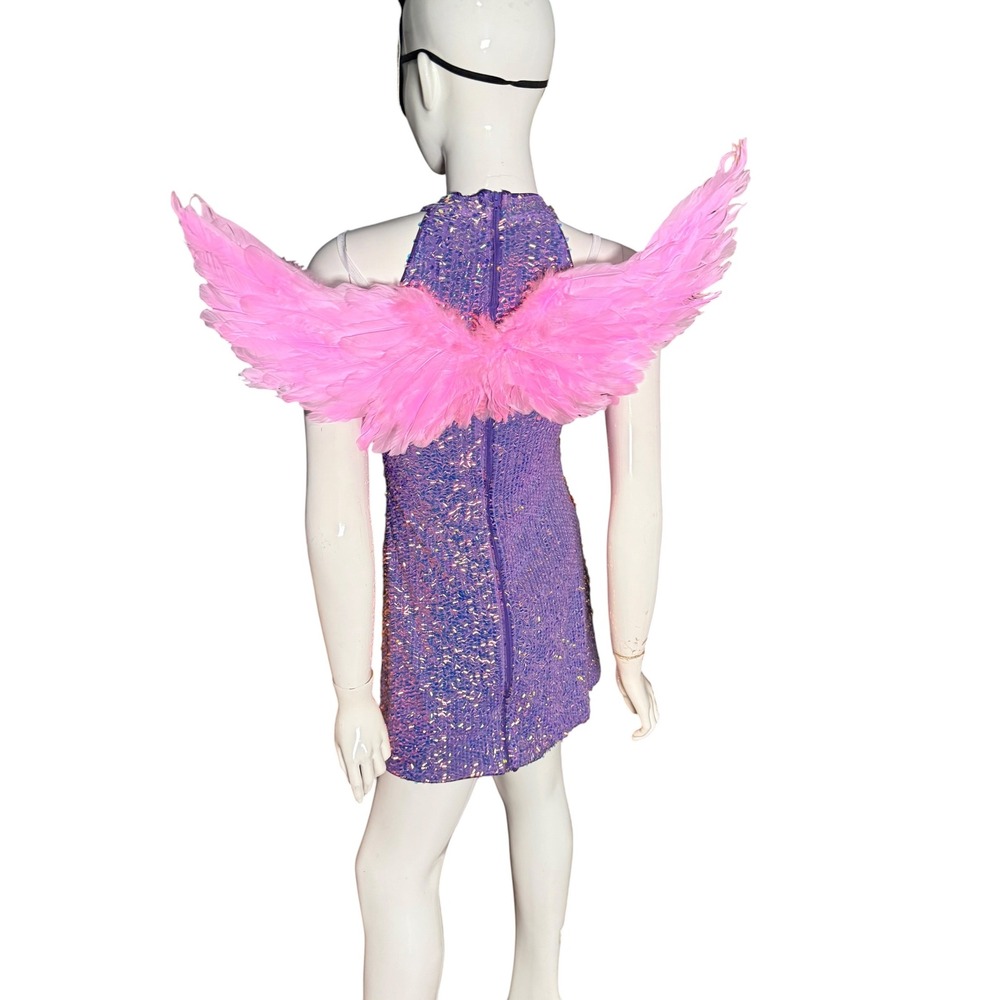 Pink Feather Angel Wings Costume Accessory 24 Inch Wingspan Elastic Straps New